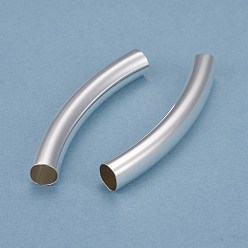 Посеребрённый Бисера латунной трубки, долговечный, изогнутые бусины, трубка, 925 серебро покрытием, 50.5x7 мм, отверстие : 6 мм