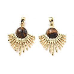 Настоящее золото 18K Латунные подвески из тигрового глаза, фанатские прелести, реальный 18 k позолоченный, 25x20x6 мм, отверстие : 4x3 мм