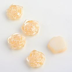 Сэнди Коричневый Абс пластмассовые имитационные жемчужные кабошоны, цветок, песчаный коричневый, 17x17.5x6.5 мм , около 200 шт / мешок