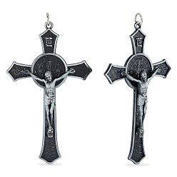 Antique Silver Tibetan Style Zinc Alloy Big Pendants, Cross with Jesus Charms, Antique Silver, 117.5x69.5x12.5mm, Hole: 7.5mm