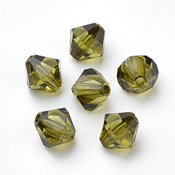 Olive Transparent Acrylic Beads, Bicone, Olive, 6x5.5mm, Hole: 1.5mm, about 6120pcs/500g