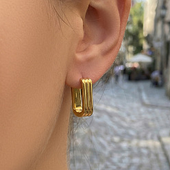 Золотой Серьги из 304 нержавеющей стали, прямоугольные, золотые, 19.5x11x5 мм