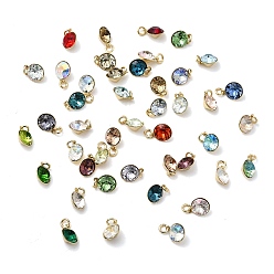 (52) Непрозрачная лаванда Латунь стекло кулоны, плоский круглый шарм, золотые, граненые, разноцветные, 8.5x7x4.5 мм, отверстие : 2 мм