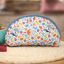 Разноцветный Набор для вышивки косметички в форме луны с цветочным узором своими руками, включая иглы для вышивания и нитки, хлопчатобумажная льняная ткань, красочный, 17x12x8 см