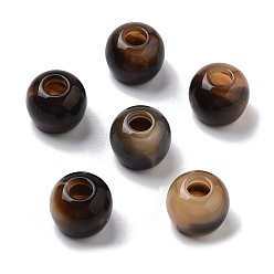 Кокосово-Коричневый Двухцветные акриловые бусины, бусы из искусственного камня, круглые, кокосового коричневый, 11x9 мм, отверстия: 4 мм и 6.5 мм.