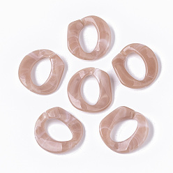 Розово-Коричневый Акриловые связей кольца, разъемы для быстрой связи, для изготовления бордюрных цепей, Стиль имитация драгоценных камней, твист, розово-коричневый, 30x30.5x4.5 мм, Внутренний диаметр: 20x12.5 мм, о 230 шт / 500 г
