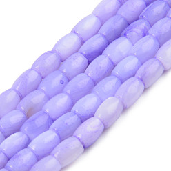 Medium Purple Natural Freshwater Shell Beads Strand, Dyed, Barrel, Medium Purple, 6.5x5mm, Hole: 0.8mm, about 58~60pcs/strand, 15.43 inch~15.94 inch(39.2cm~40.5)