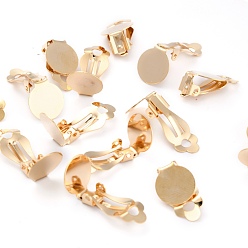 Золотой 304 клипсы из нержавеющей стали, с круглой плоской подушкой, плоско-круглые, золотые, 19.5x12x8.5 мм, отверстие : 3.3 мм, лоток : 12 мм