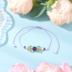 Аметист Браслеты из плетеных бусин с натуральным аметистом для мужчин и женщин, с нейлоновой нитью, акриловыми бусинами и стеклянными бусинами, внутренний диаметр: 5/8~4 дюйм (1.5~10 см)