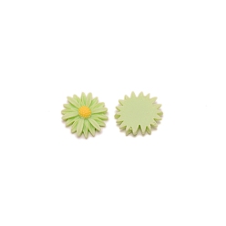 Lawn Green Opaque Resin Cabochons, Sunflower, Lawn Green, 25x6.5mm