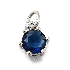 Морской Синий Кулон из циркония, круглые подвески, с целью перехода в кольце, долговечный, без свинца и без кадмия, стойки покрытие, реальный 18 k позолоченный, Marine Blue, 8.5x7.5x5 мм, отверстие : 3.2 мм