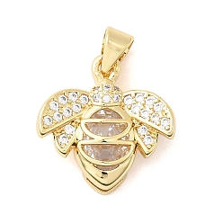 Insects Латунные микро проложить кубического циркония подвески, без кадмия и без свинца, стойки покрытие, долговечный, реальный 18 k позолоченный, насекомые, 17x16.5x5.5 мм, отверстие : 4.5x3.5 мм