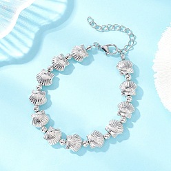 Платина Ccb пластиковые браслеты из бисера для женщин, формы раковины, платина, 8.07 дюйм (20.5 см)