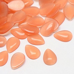 Легкий Лосось Кабошоны кошачьего глаза, слеза, светлый померанцевый, 18x13x3 мм