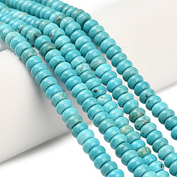 Бирюза Природные Говлит бисер нитей, рондель, окрашенные, бирюзовые, 4x2 мм, отверстие : 0.9 мм, около 160~162 шт / нитка, 14.96~15.16 дюйм (38~38.5 см)