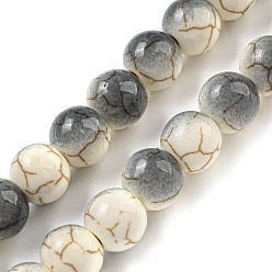 Серый Синтетические бирюзовые бусины, покрытые краской для выпечки, с эмалью, круглые, серые, 8 мм, отверстие : 1 мм, около 49~50 шт / нитка, 13.66~13.98'' (34.7~35.5 см)