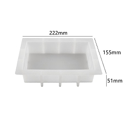 White DIY Food Grade Silicone Display Molds, Resin Casting Molds, Clay Craft Mold Tools, Heart, White, 222x155x51mm