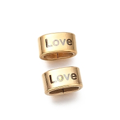 Золотой 304 из нержавеющей стали крупные бусины отверстие, прямоугольник со словом любовь, ионное покрытие (ip), долговечный, золотые, 6x11.5x7.5 мм, отверстие : 8.5x4.5 мм