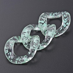 Aquamarine Transparent Acrylic Linking Rings, Quick Link Connectors, for Curb Chains Making, Twist Oval, Aquamarine, 40x33x10mm, Inner Diameter: 19x23mm