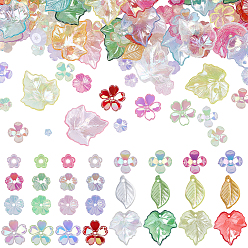 (52) Непрозрачная лаванда Набор для самостоятельного изготовления фурнитуры в виде цветочных листьев, включая акриловые подвески, акриловый шарик крышки, разноцветные, 24~25x23~24x4~5 мм, отверстие : 1.2~1.4 мм