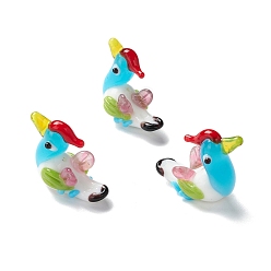 Голубой Бусины лэмпворк , мандаринка, голубой, 28~29x11.5x17.5~19 мм, отверстие : 0.9~1.4 мм