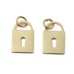 Настоящее золото 18K Блокировка 304 прелестями из нержавеющей стали, с целью перехода в кольце, ионное покрытие (ip), реальный 18 k позолоченный, 11.5x7.5x0.5 мм, отверстие : 2.5 мм