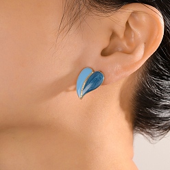 Синий Клипсы из сплава в форме сердца, золотые, синие, 22x15 мм