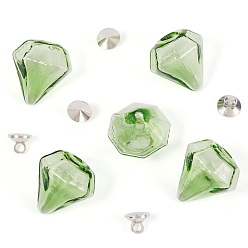 Средний Морско-зеленый Наборы для самостоятельного изготовления подвесок из стеклянных бутылок с бриллиантами, включая латунные бусины-подвески, средний морской зеленый, 16~17x15~15.5x13.5~14.5 мм, отверстие : 2.5~5 мм