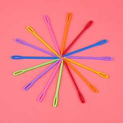 (52) Непрозрачная лаванда 100шт. пластиковые спицы для вязания пряжи, тупые иглы с большим ушком, детская игла, разноцветные, 50x4 мм