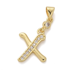 Letter X Латунные микро проложить кубического циркония подвески, долговечный, без свинца и без кадмия, стойки покрытие, письмо амулеты, Письмо X, 15.5x12.5x1.5 мм, отверстие : 4.5x3.5 мм