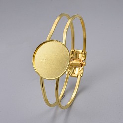 Золотой Латуни браслет делает, пустое основание браслета, с обнаружением железного лотка, плоско-круглые, золотые, лоток : 25 мм, 62x48 мм