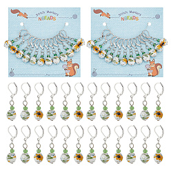 Белый Маркеры для петель из фарфора ручной работы, Круглый обруч с подсолнухом, связанный крючком, подвески-подвески на защелке, маркер с замком и кольцом с подвеской в виде винного бокала, белые, 3.8 см, 12 шт / комплект