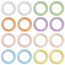 Ring 32 шт. 8 цвета краска для выпечки сплав бусины рамка, разноцветные, кольцо, 15x4 мм, отверстие : 2 мм, 4 шт / цвет
