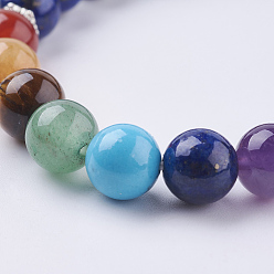 Mixed Stone Gemstone Stretch Bracelets, with Tibetan Style Pendants, Tree of Life, 2 inch(52mm)