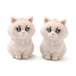 Old Lace Persian Cat Shape Food Grade Silicone Focal Beads, DIY Nursing Necklaces Making, Old Lace, 28x19x15mm, Hole: 2mm