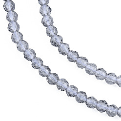 Gray Transparent Glass Beads Strands, Segmented Multi-color Beads, Faceted Round, Gray, 3mm, Hole: 0.7mm, about 136~139pcs/strand, 14.53 inch~14.84 inch(36.9~37.7cm)
