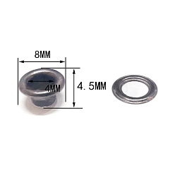 Черный Цвет Металла Латунные втулки, с железной прокладкой, для изготовления пакетов, плоско-круглые, металлический черный , 0.8x0.45 см, отверстие : 4 мм