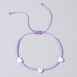 Лиловый Браслеты из бисера и стеклянных бусин в стиле бохо, украшения из натуральных ракушек для женщин, сердце, сирень
