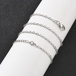 Платина Ожерелья-цепочки из латуни для женщин, 304 из нержавеющей стали застежкой омар, стойки покрытие, без свинца и без кадмия, долговечный, платина, 17.72 дюйм (45 см)