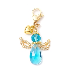 Темно-Голубой Ангел стеклянный кулон украшение, подвески из сплава в виде сердца и клешни лобстера для украшений сумок, глубокое синее небо, 48.5~49.5 мм