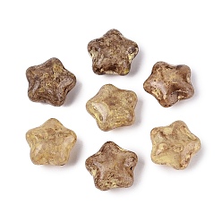 Chameau Perles de verre opaque Picasso, étoiles, chameau, 15~15.5x15.5~16x8~8.5mm, Trou: 1~1.5mm, environ 213 pcs / livre