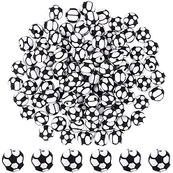 Черный 120 бусины из полимерной глины ручной работы., футбол, чёрные, 8 мм, отверстие : 1.6 мм