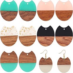 (52) Непрозрачная лаванда Наборы для изготовления сережек diy, в том числе подвески из смолы и ореха, Латунные крючки для сережек, Перейти латунные, зазор плоский круглый, разноцветные, подвески: 33x37x3 мм, отверстие : 1.8 мм, 6 цветов, 2 шт / цвет, 12 шт / коробка