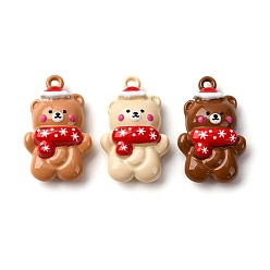 (52) Непрозрачная лаванда Выпечки окрашены подвески из сплава, Рождество медведь, разноцветные, 18x11x5.5 мм, отверстие : 1.2 мм