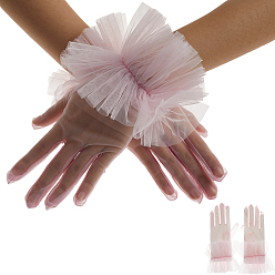 Pink Polyester Lace Gloves for Bride, Pink, 290x80x5mm