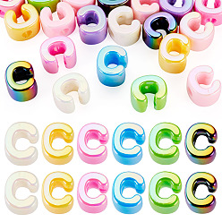 Letter C 20 Stück UV-beschichtete, opake europäische Acrylperlen, große, irisierende Perlen, Gemischte Farbe, Buchstaben c, 20.5x16.5x13.5 mm, Bohrung: 6 mm