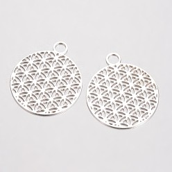 Платина Латунные подвески, филигранные подвески, плоско-круглые, платина, 23.5x20x0.6 мм, отверстие : 3 мм