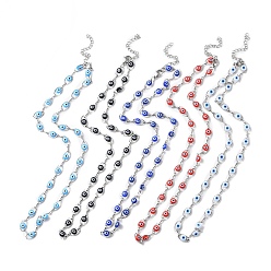 (52) Непрозрачная лаванда Колье с пластиковой цепочкой от сглаза, 304 женские украшения из нержавеющей стали, разноцветные, 17-1/2~17-5/8 дюйм (44.4~44.7 см)