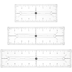 Прозрачный 3шт 3 стиль акриловый шаблон для квилтинга, направляющая для резки, швейные инструменты, прямоугольные, прозрачные, 64x154~255x4 мм, Отверстие : 3~3.5 мм & 19x3 мм, 1 шт / стиль