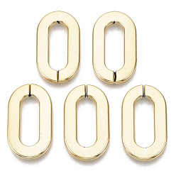 Golden CCB Plastic Linking Rings, Quick Link Connectors, For Jewelry Paperclip Chains, Drawn Elongated Cable Chains Making, Oval, Golden, 36.5x20.5x3.5mm, Inner Diameter: 8x24mm